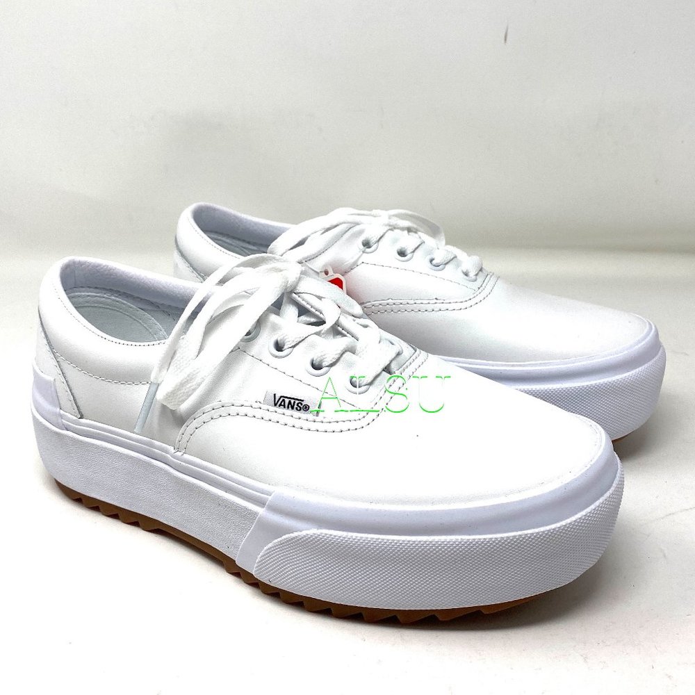 VANS ERA STACKED PLATFORM Low Top LEATHER White Shoes Women’s Size VN0A4BTOOER - Picture 2 of 9